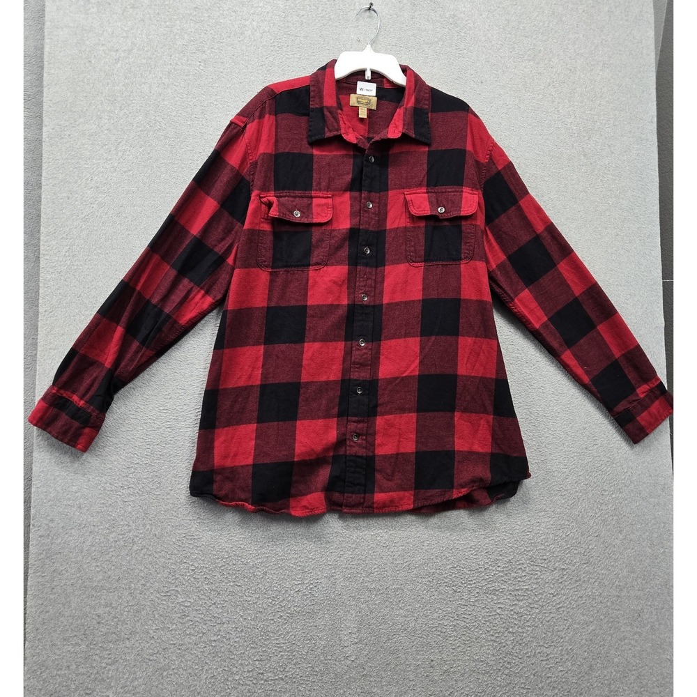 The Foundry Supply Co. Men Button Up Shirt 2XLT Red Shirt Buffalo Check Flannel